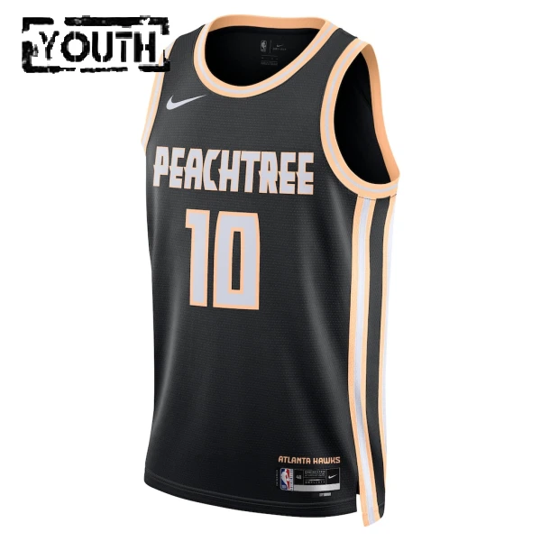 Nike Atlanta Hawks Zaccharie Risacher Trikot City Edition 25/26 Swingman Schwarz Für Kinder
