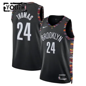Nike Brooklyn Nets Cam Thomas Trikot City Edition 25/26 Swingman Schwarz Für Kinder