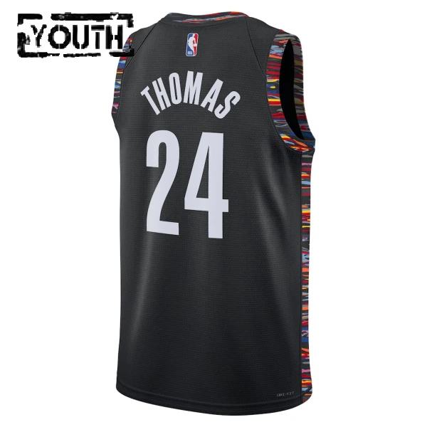 Nike Brooklyn Nets Cam Thomas Trikot City Edition 25/26 Swingman Schwarz Für Kinder