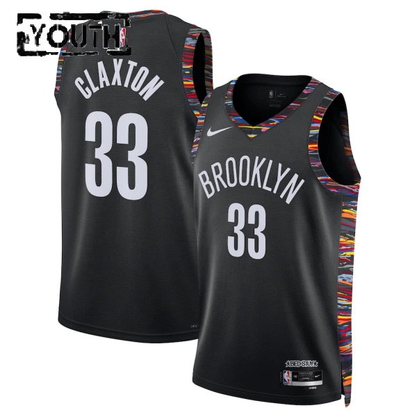 Nike Brooklyn Nets Nic Claxton Trikot City Edition 25/26 Swingman Schwarz Für Kinder