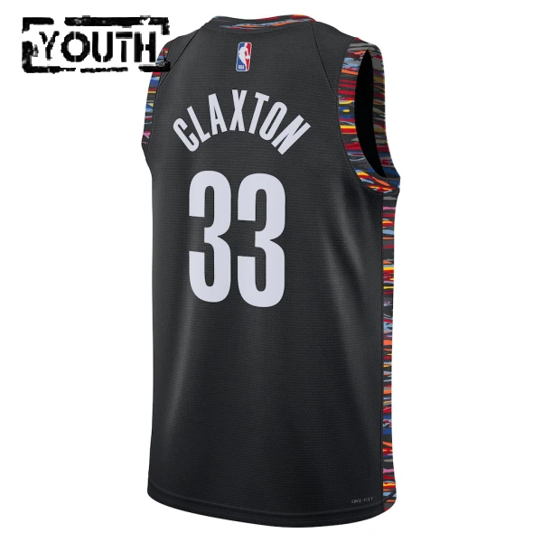 Nike Brooklyn Nets Nic Claxton Trikot City Edition 25/26 Swingman Schwarz Für Kinder