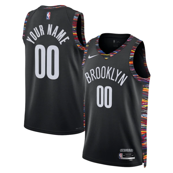 Nike Brooklyn Nets Trikot Personalisiert City Edition 25/26 Swingman Schwarz Für Herren