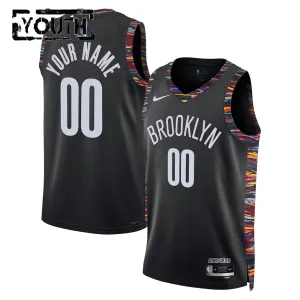 Nike Brooklyn Nets Trikot Personalisiert City Edition 25/26 Swingman Schwarz Für Kinder