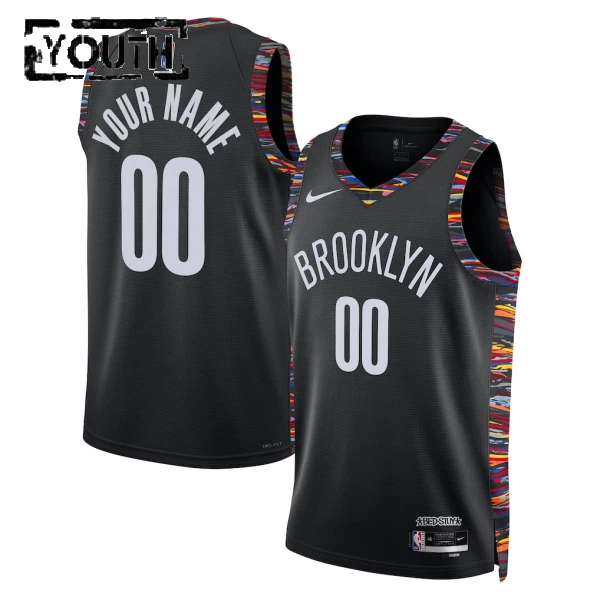 Nike Brooklyn Nets Trikot Personalisiert City Edition 25/26 Swingman Schwarz Für Kinder