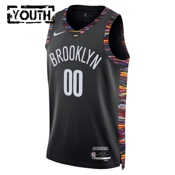 Nike Brooklyn Nets Trikot Personalisiert City Edition 25/26 Swingman Schwarz Für Kinder