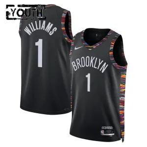 Nike Brooklyn Nets Ziaire Williams Trikot City Edition 25/26 Swingman Schwarz Für Kinder