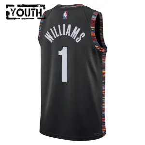 Nike Brooklyn Nets Ziaire Williams Trikot City Edition 25/26 Swingman Schwarz Für Kinder
