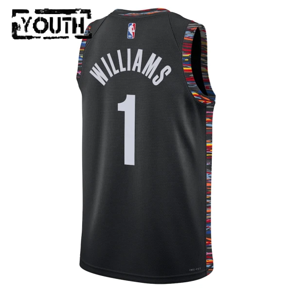Nike Brooklyn Nets Ziaire Williams Trikot City Edition 25/26 Swingman Schwarz Für Kinder