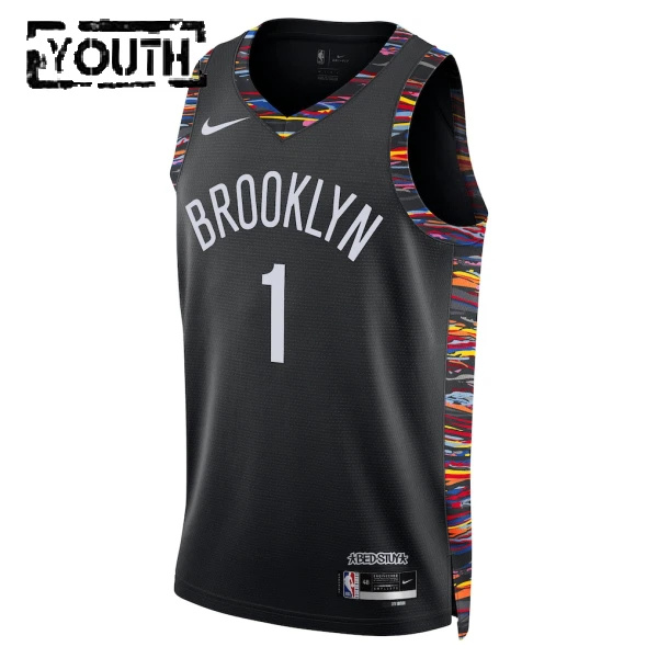 Nike Brooklyn Nets Ziaire Williams Trikot City Edition 25/26 Swingman Schwarz Für Kinder