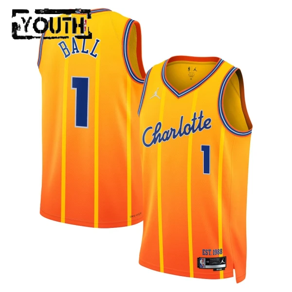 Jordan Charlotte Hornets Lamelo Ball Trikot City Edition 25/26 Swingman Gold Für Kinder