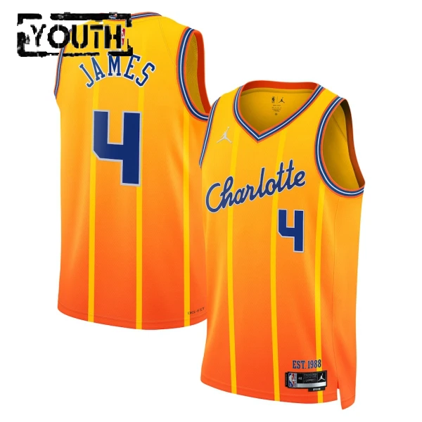 Jordan Charlotte Hornets Sion James Trikot City Edition 25/26 Swingman Gold Für Kinder