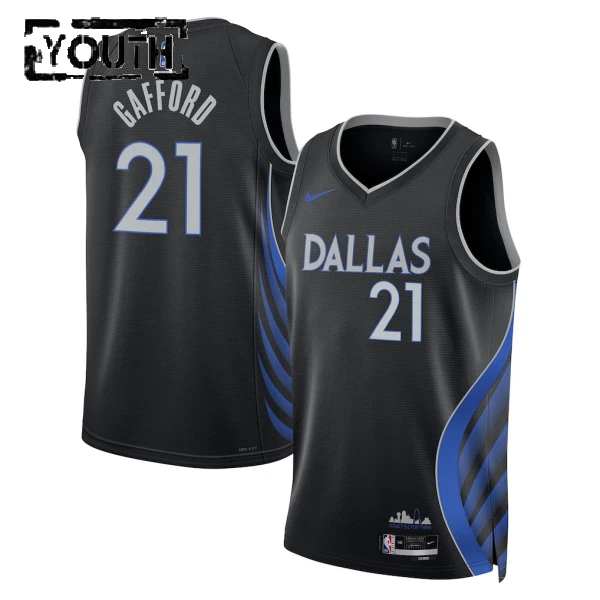 Nike Dallas Mavericks Daniel Gafford Trikot City Edition 25/26 Swingman Schwarz Für Kinder