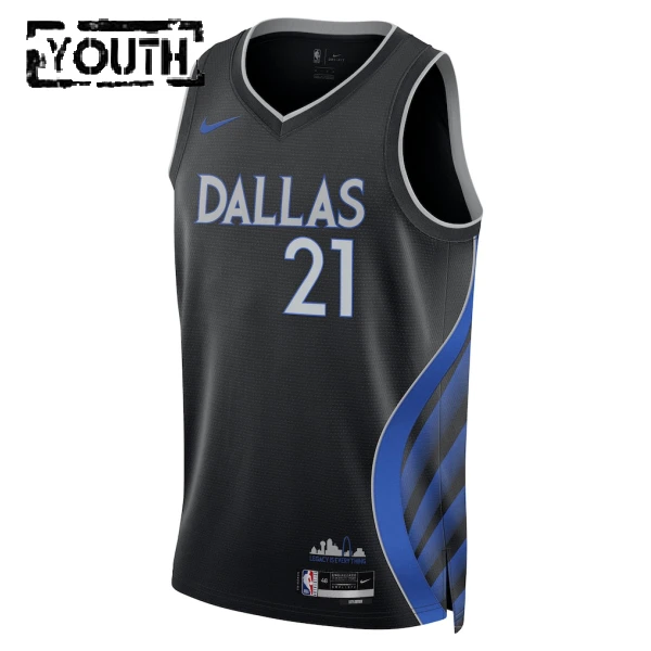 Nike Dallas Mavericks Daniel Gafford Trikot City Edition 25/26 Swingman Schwarz Für Kinder