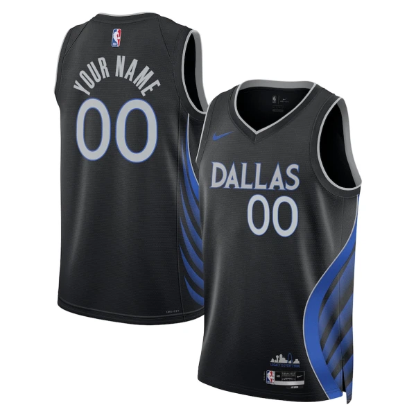 Nike Dallas Mavericks Trikot Personalisiert City Edition 25/26 Swingman Schwarz Für Herren
