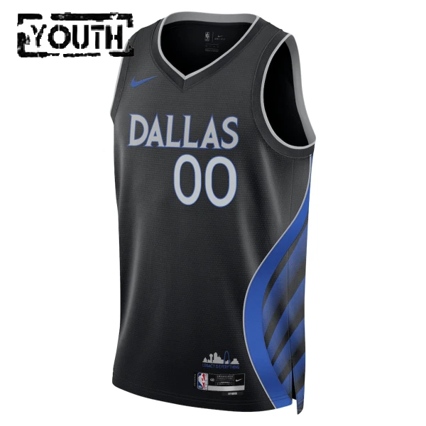 Nike Dallas Mavericks Trikot Personalisiert City Edition 25/26 Swingman Schwarz Für Kinder