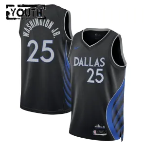 Nike Dallas Mavericks Washington JR Trikot City Edition 25/26 Swingman Schwarz Für Kinder