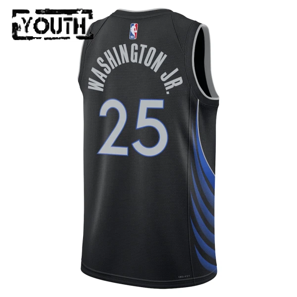 Nike Dallas Mavericks Washington JR Trikot City Edition 25/26 Swingman Schwarz Für Kinder