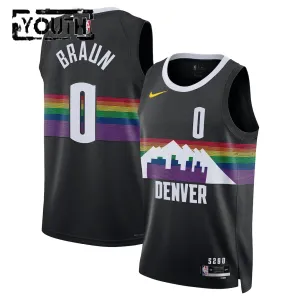 Nike Denver Nuggets Christian Braun Trikot City Edition 25/26 Swingman Schwarz Für Kinder