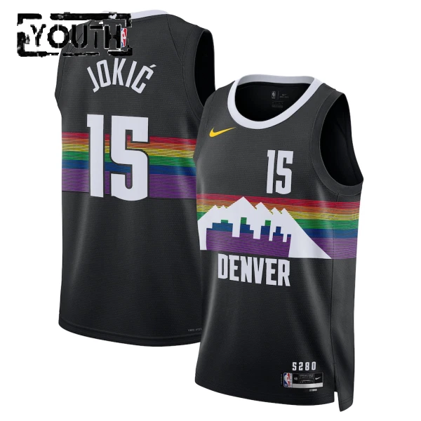Nike Denver Nuggets Nikola Jokic Trikot City Edition 25/26 Swingman Schwarz Für Kinder Nike Denver Nuggets Nikola Jokic Trikot City Edition 25/26 Swingman Schwarz Für Kinder