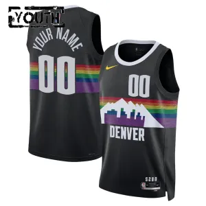 Nike Denver Nuggets Trikot Personalisiert City Edition 25/26 Swingman Schwarz Für Kinder