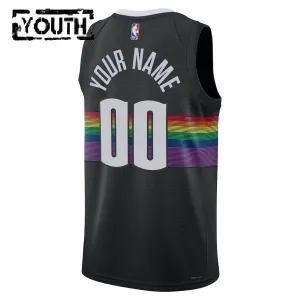 Nike Denver Nuggets Trikot Personalisiert City Edition 25/26 Swingman Schwarz Für Kinder