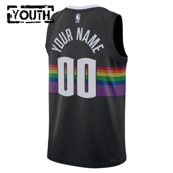 Nike Denver Nuggets Trikot Personalisiert City Edition 25/26 Swingman Schwarz Für Kinder