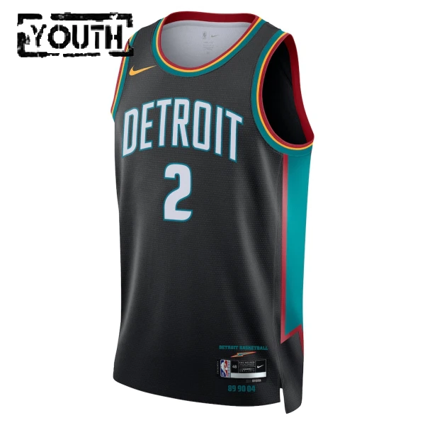 Nike Detroit Pistons Cade Cunningham Trikot City Edition 25/26 Swingman Schwarz Für Kinder