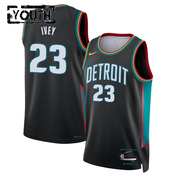 Nike Detroit Pistons Jaden Ivey Trikot City Edition 25/26 Swingman Schwarz Für Kinder