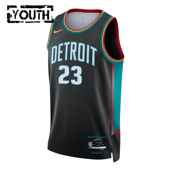 Nike Detroit Pistons Jaden Ivey Trikot City Edition 25/26 Swingman Schwarz Für Kinder
