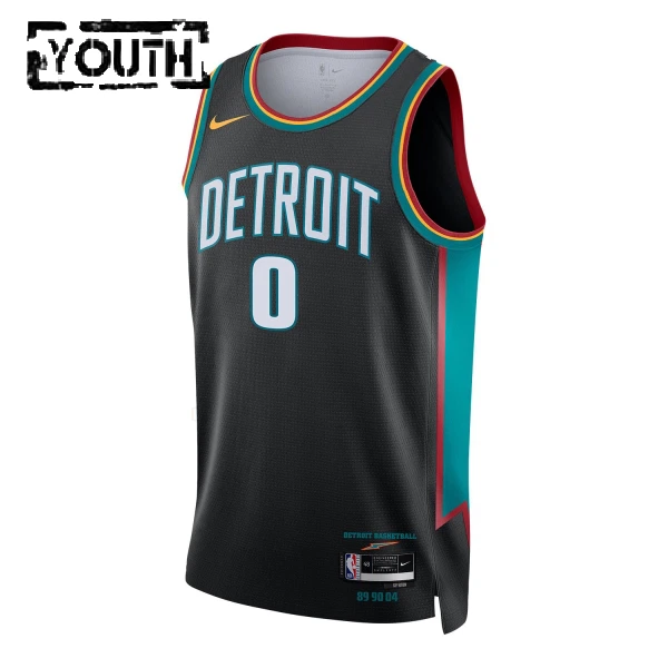 Nike Detroit Pistons Jalen Duren Trikot City Edition 25/26 Swingman Schwarz Für Kinder