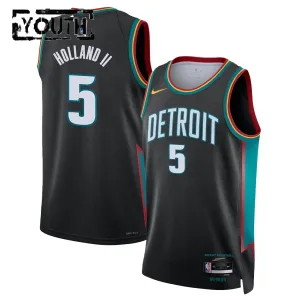 Nike Detroit Pistons Ron Holland II Trikot City Edition 25/26 Swingman Schwarz Für Kinder