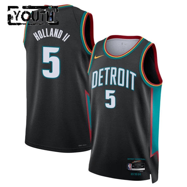 Nike Detroit Pistons Ron Holland II Trikot City Edition 25/26 Swingman Schwarz Für Kinder