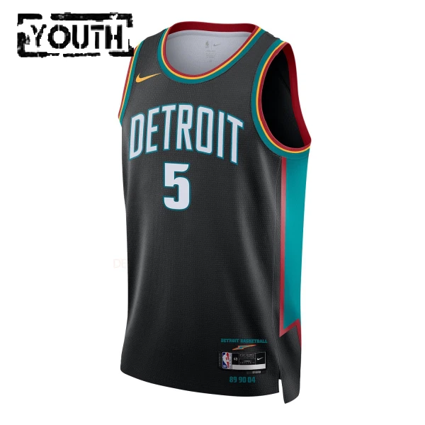 Nike Detroit Pistons Ron Holland II Trikot City Edition 25/26 Swingman Schwarz Für Kinder