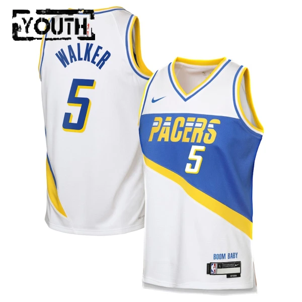Nike Indiana Pacers Jarace Walker Trikot City Edition 25/26 Swingman Weiß Für Kinder