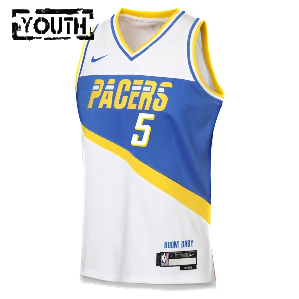 Nike Indiana Pacers Jarace Walker Trikot City Edition 25/26 Swingman Weiß Für Kinder