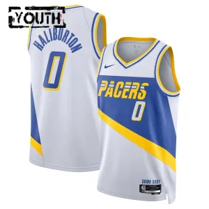 Nike Indiana Pacers Tyrese Haliburton Trikot City Edition 25/26 Swingman Weiß Für Kinder