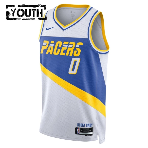 Nike Indiana Pacers Tyrese Haliburton Trikot City Edition 25/26 Swingman Weiß Für Kinder
