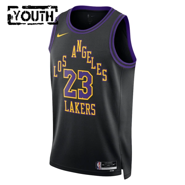 Nike Los Angeles Lakers Lebron James Trikot City Edition 25/26 Swingman Schwarz Für Kinder