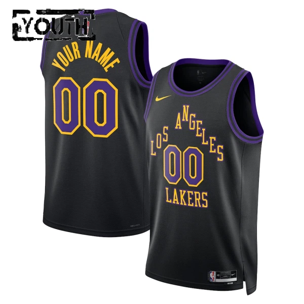 Nike Los Angeles Lakers Trikot Personalisiert City Edition 25/26 Swingman Schwarz Für Kinder