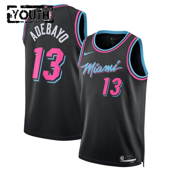 Nike Miami Heat Bam Adebayo Trikot City Edition 25/26 Swingman Schwarz Für Kinder