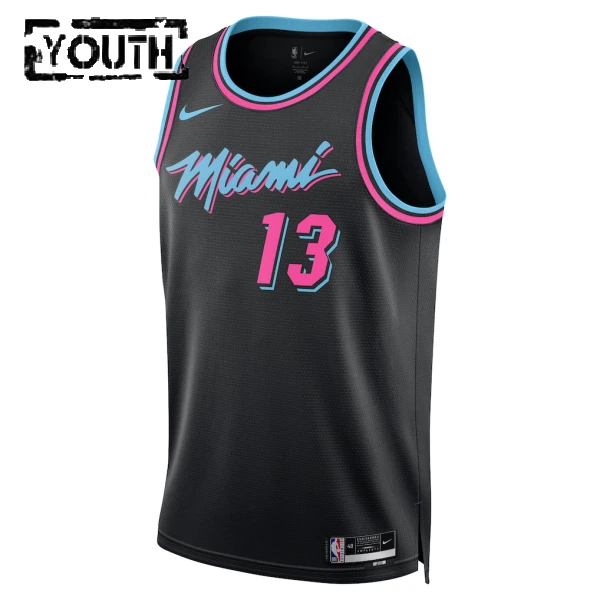 Nike Miami Heat Bam Adebayo Trikot City Edition 25/26 Swingman Schwarz Für Kinder