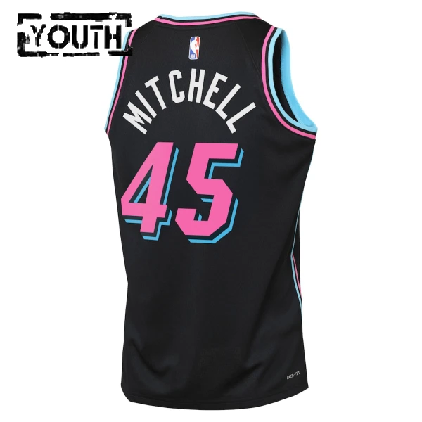 Nike Miami Heat Davion Mitchell Trikot City Edition 25/26 Swingman Schwarz Für Kinder