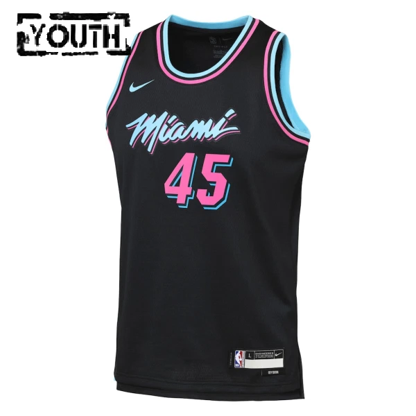 Nike Miami Heat Davion Mitchell Trikot City Edition 25/26 Swingman Schwarz Für Kinder