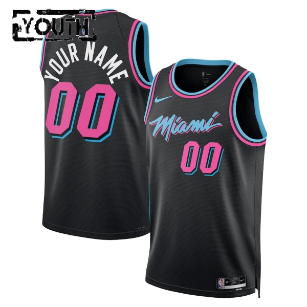Nike Miami Heat Trikot Personalisiert City Edition 25/26 Swingman Schwarz Für Kinder