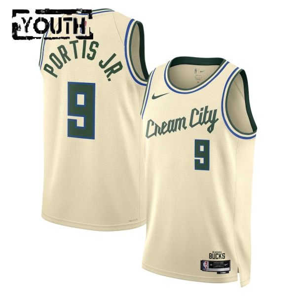 Nike Milwaukee Bucks Bobby Portis JR Trikot City Edition 25/26 Swingman Weiß Für Kinder