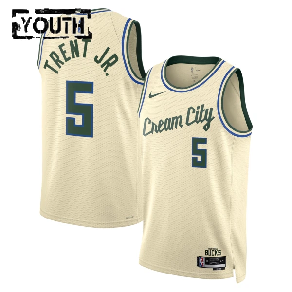 Nike Milwaukee Bucks Gary Trent JR Trikot City Edition 25/26 Swingman Weiß Für Kinder