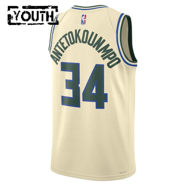 Nike Milwaukee Bucks Giannis Antetokounmpo Trikot City Edition 25/26 Swingman Weiß Für Kinder