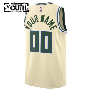 Nike Milwaukee Bucks Trikot Personalisiert City Edition 25/26 Swingman Weiß Für Kinder