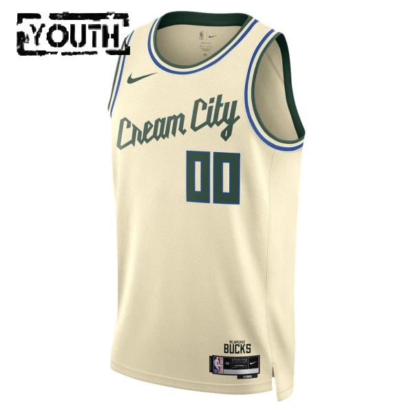 Nike Milwaukee Bucks Trikot Personalisiert City Edition 25/26 Swingman Weiß Für Kinder