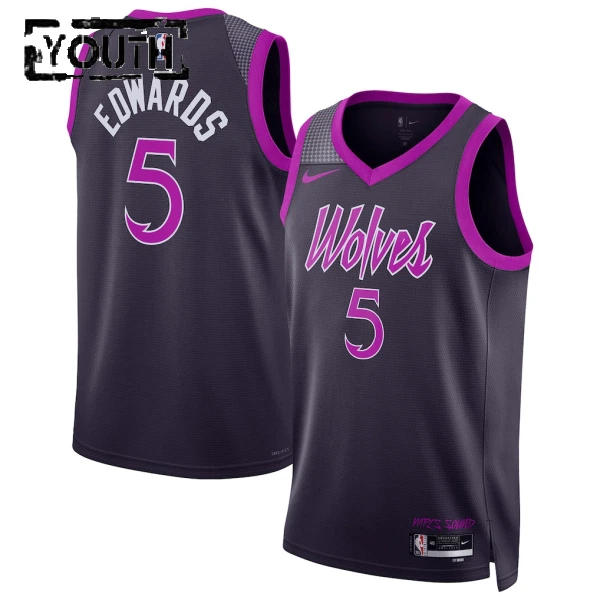 Nike Minnesota Timberwolves Anthony Edwards Trikot City Edition 25/26 Swingman Schwarz Für Kinder